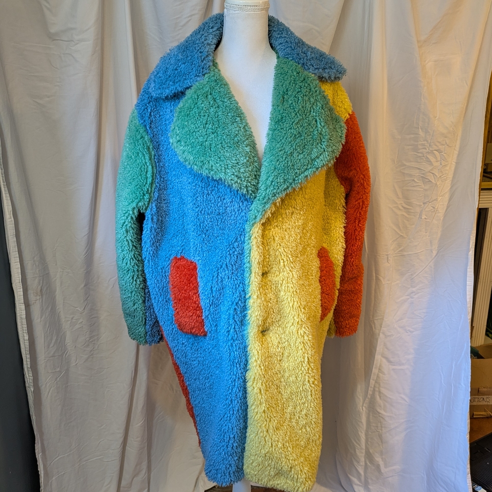 Colorful Patchwork Fleece Coat